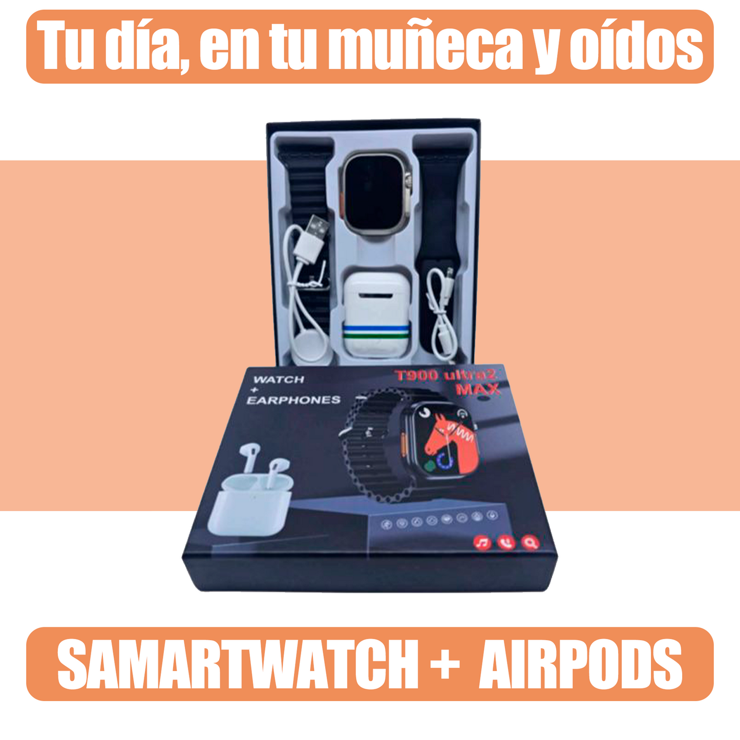 RELOJ INTELIGENTE + AUDIFONOS
