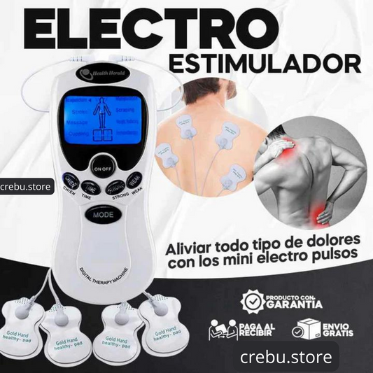 Electro Estimulador para Aliviar el Dolor, Masajeador Muscular, 8 modos/intensidad distintos Ideal para Todo el Cuerpo