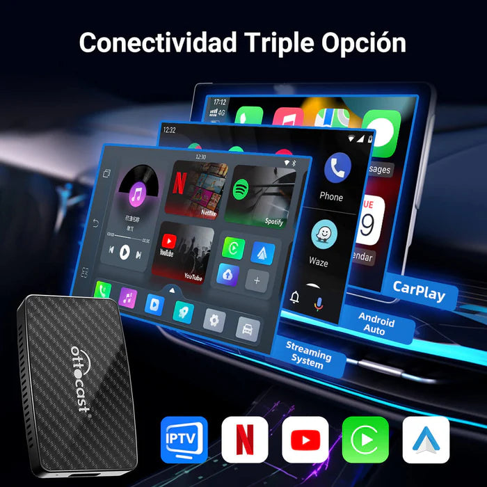 Adaptador Inalámbrico 3-en-1 Play2Video Pro para CarPlay/Android auto