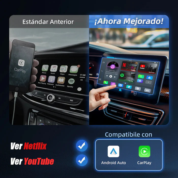 Adaptador Inalámbrico 3-en-1 Play2Video Pro para CarPlay/Android auto